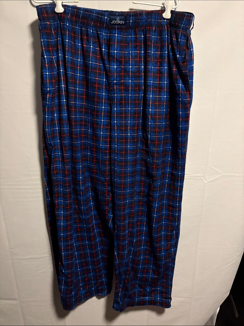 Jockey Men’s Blue Plaid Lounge Pants with Red Accents